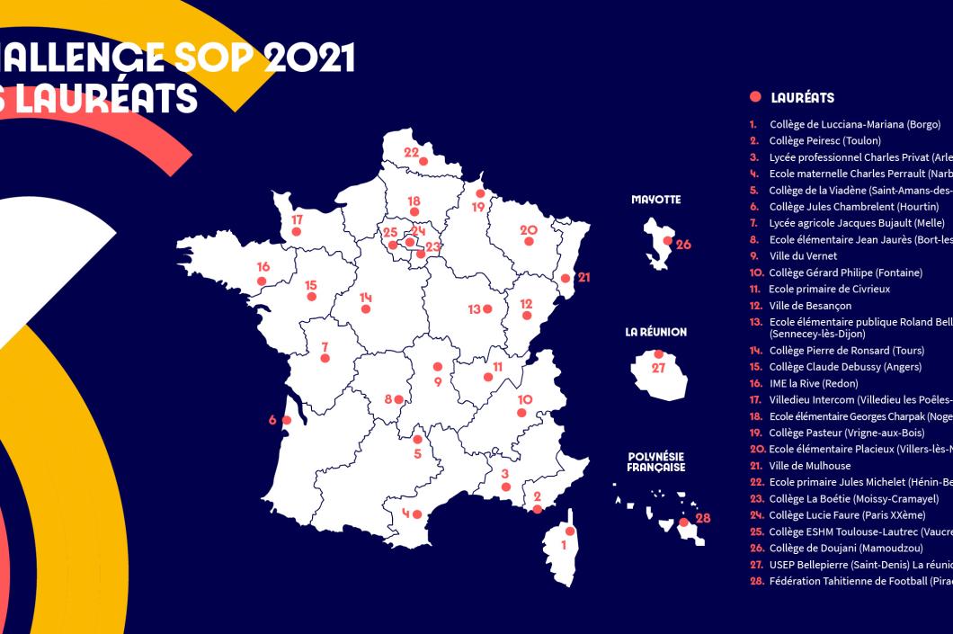 Carte des lauréats du challenge SOP 2021